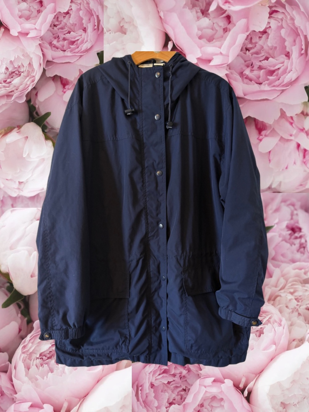 Vintage Cherokee Jacket Hooded Navy 1X Zipper Snaps Toggles